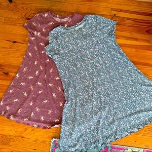BUNDLE of 2 cute floral comfy t-shirt dresses